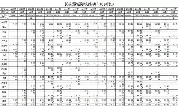 长株潭城际列车最新时刻表详解